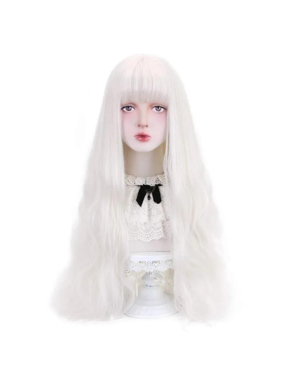 Women's White Natural Long Wavy Cosplay Heat Resistant Synthetic Fiber Wigs